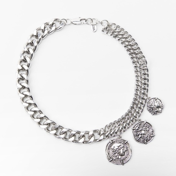 Zara Silver Chain Necklace with Medallions - Picture 1 of 6